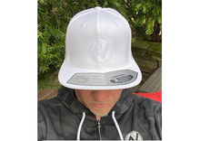 Load image into Gallery viewer, White Flat Bill Golf Cap (45 entries)